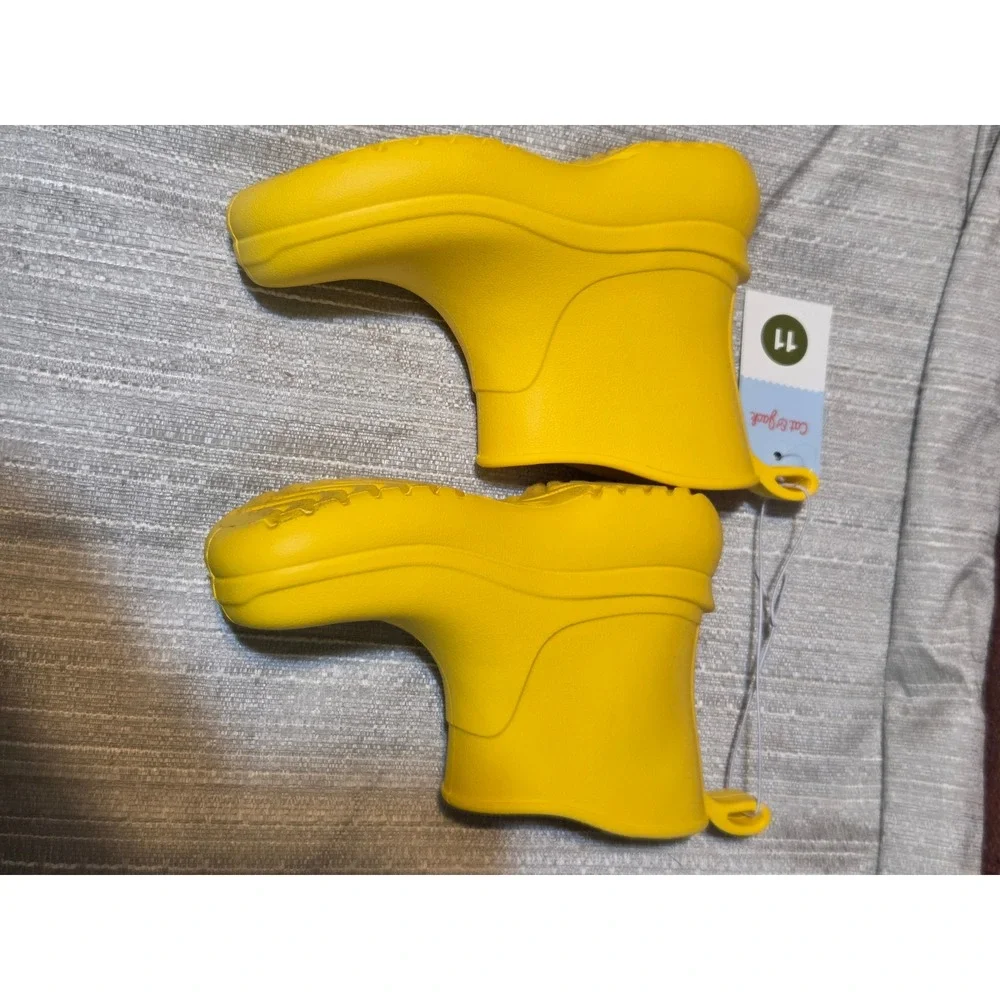 Cat & Jack Eli Kids Yellow Waterproof Rain Boots Size 11 Pull On EVA Unisex